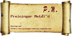 Preininger Metód névjegykártya